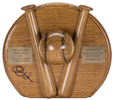 2010 Jim Leyland Autographed Myron Cope Legend in Sports Award (Leyland LOA & Beckett) 